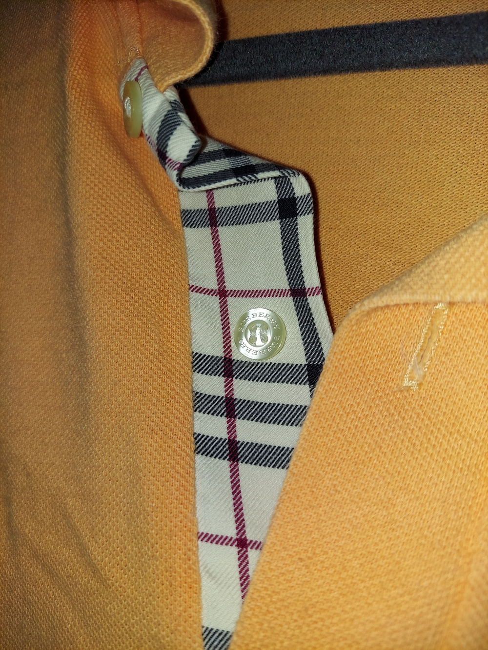 Burberry Orange Polo with Check Trim - Picture 6 of 9